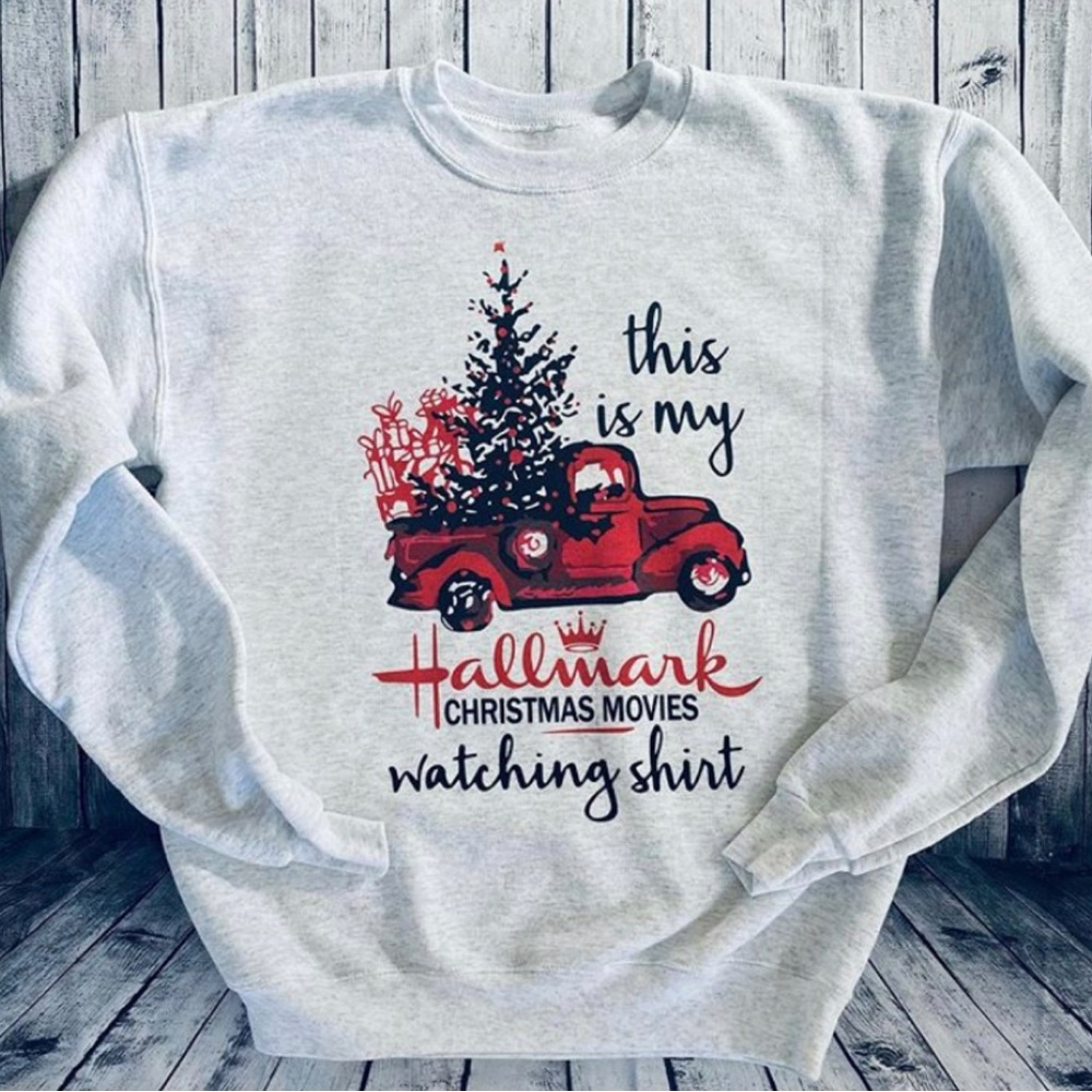 NWT Hallmark Christmas Movies Gray Sweatshirt Size SMLXLXXLXXXL